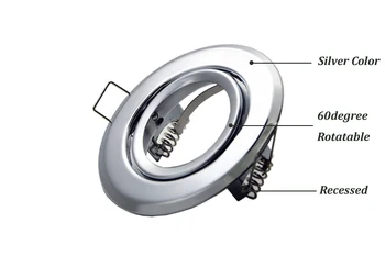 10buc/lot de Argint Rotunde Încastrat LED Lumina Plafon Reglabil Cadru MR16 GU10 Bec cu Suport de Prindere