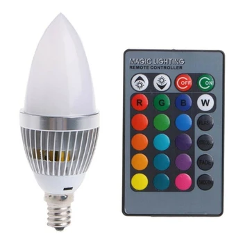 3W Inteligent E12 RGB cu LED-uri Colorate Schimbare de Culoare Bec cu 24 de Lumânare de Control de la Distanță Buton Lăptos Abajur 40692