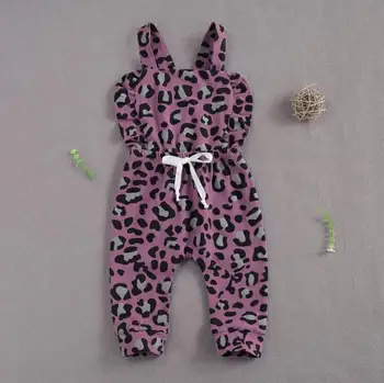 Copil nou-născut Fete Dantela Leopard de Imprimare Salopete Copii fără Mâneci Suspensor Pantaloni cu Cordon Copii Salopete 9064