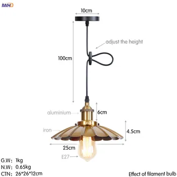 IWHD Aur Retro Edison Luminile LED Corpuri de Dinning Living Loft Industrial Decor Pandantiv de Iluminat Hanglamp Vintage 8288