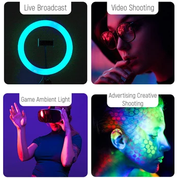 18 inch RGB Inel de Lumina Selfie Lampa Estompat 10inch/26cm/33cm/45cm RingLight Cu Telefonul Titular Clip Fotografie de Iluminat Pentru Live